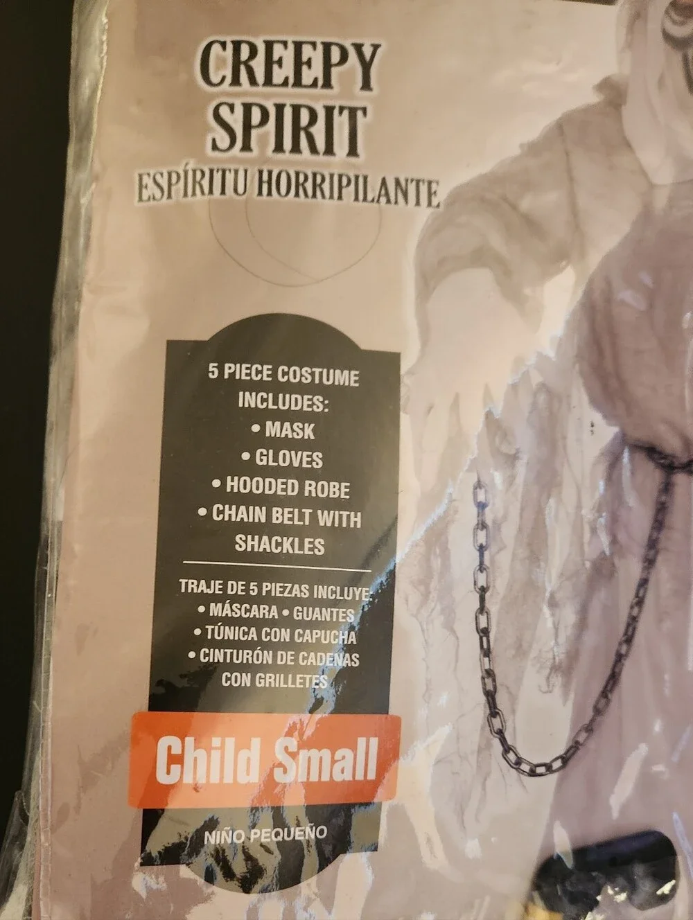 Creepy Spirit Child Small Costume - White Hooded Robe with Chains